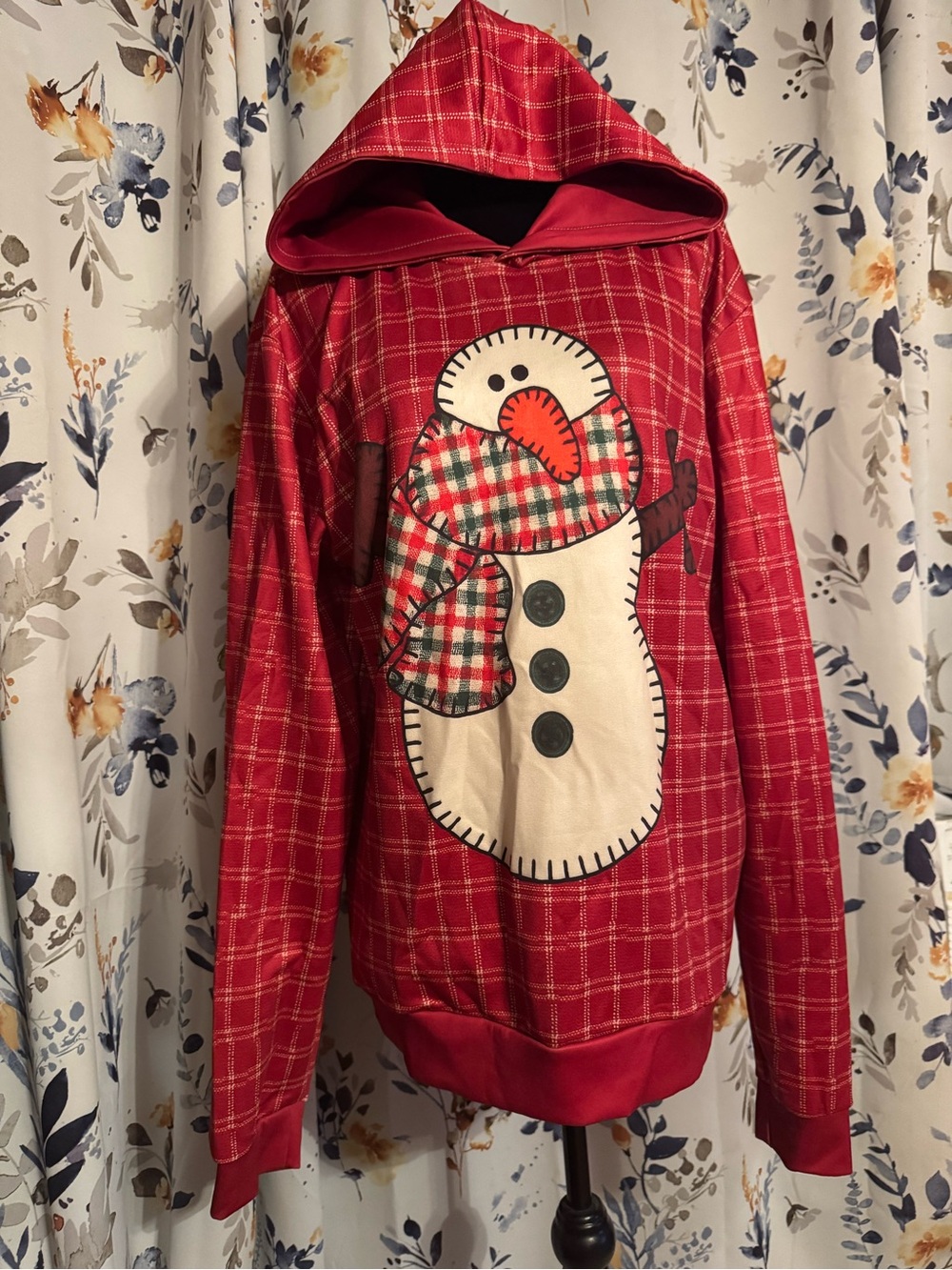 Ladies Red Hooded Snowman Hoodie Top C3 Size XL